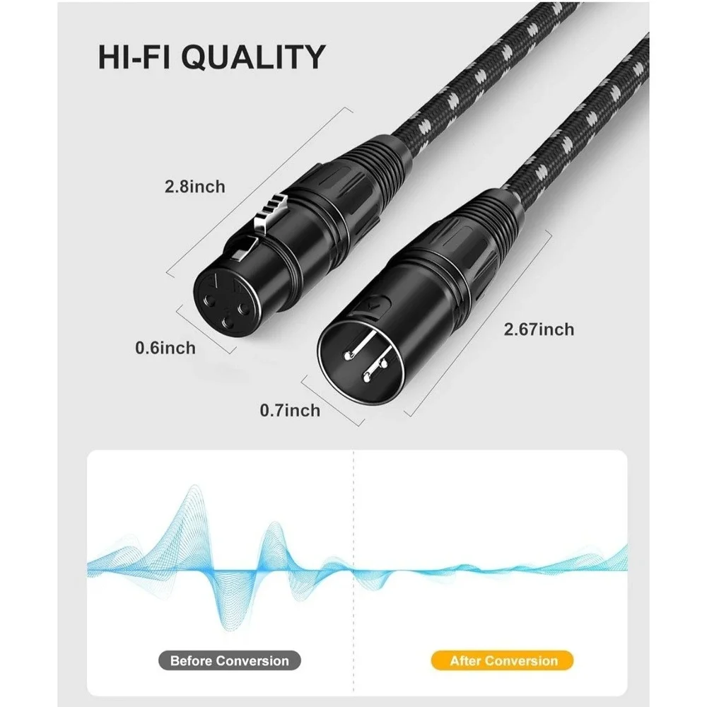 XLR Cables, 3ft 2 Pack Microphone Cable, XLR Male to Female Balanced Microphone